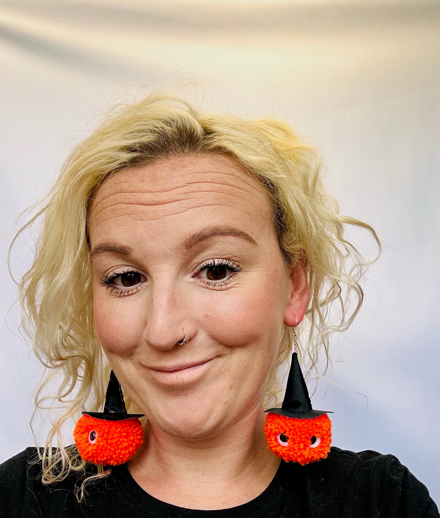 Halloween | pumpkin | witch | Pom Pom | fancy dress earrings | orange
