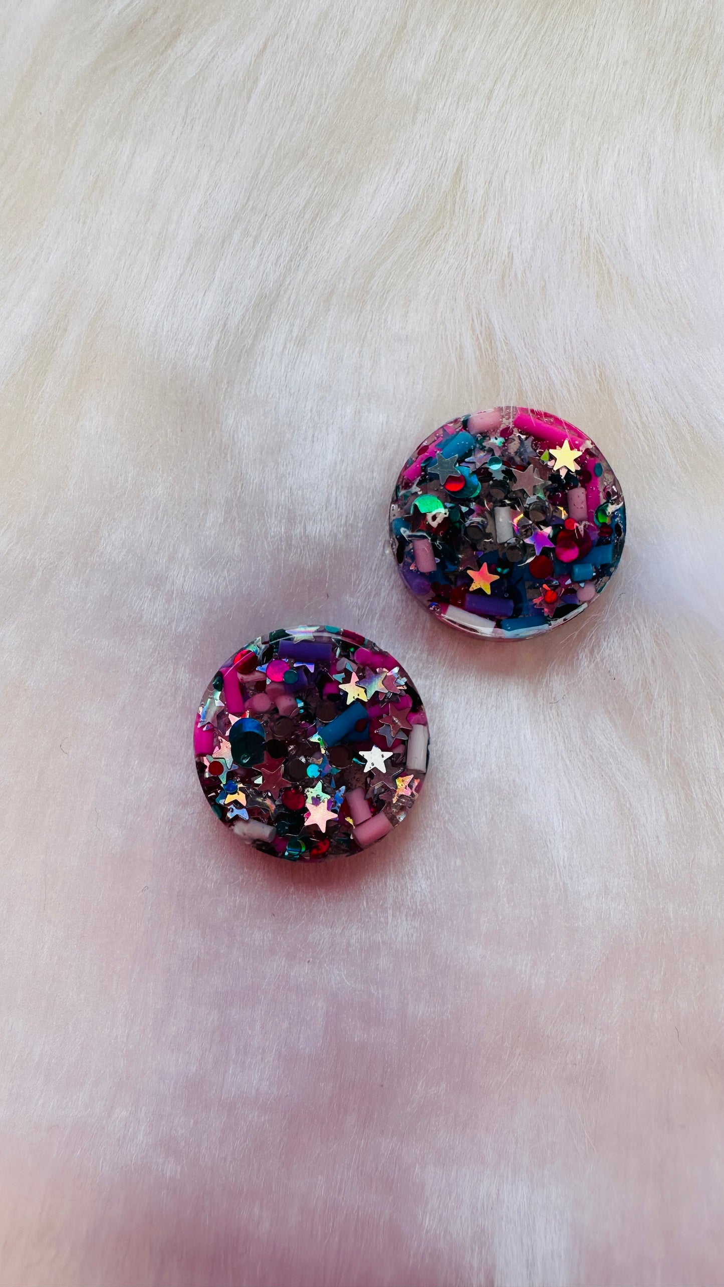 Handmade resin buttons with rainbow sprinkles and stars, bright, fun, round, children’s, kids, 1cm, 2cm, 20mm, 15mm, 20mm, 25mm