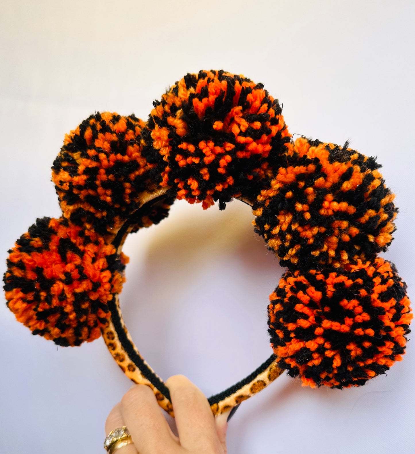 Halloween headband, orange, black pom pom, fancy dress, hair band, tiara, hat