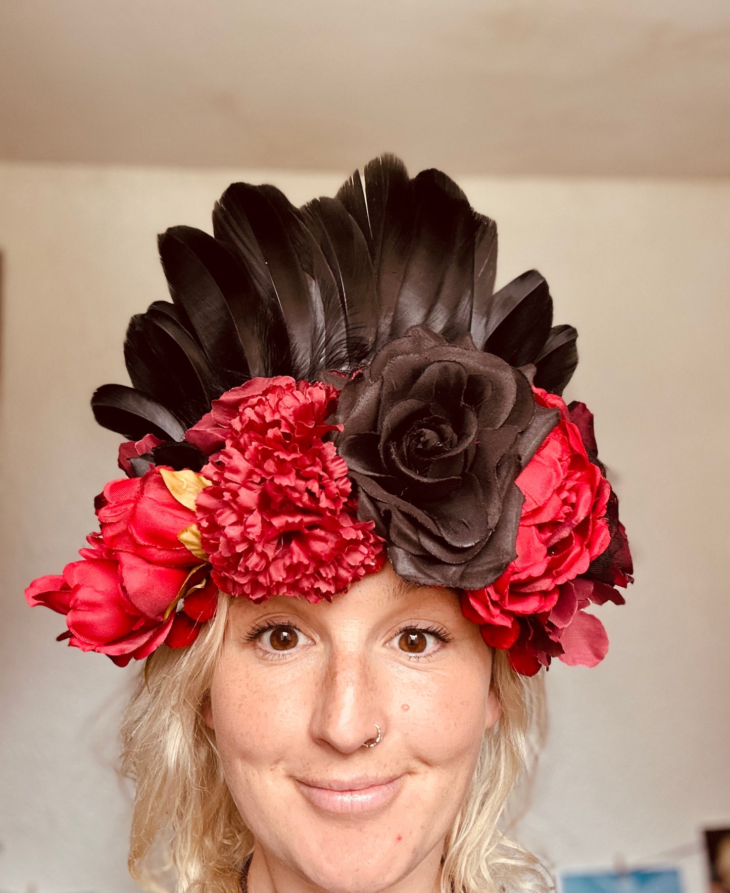 Gothic red and black flower deluxe headdress | flower crown