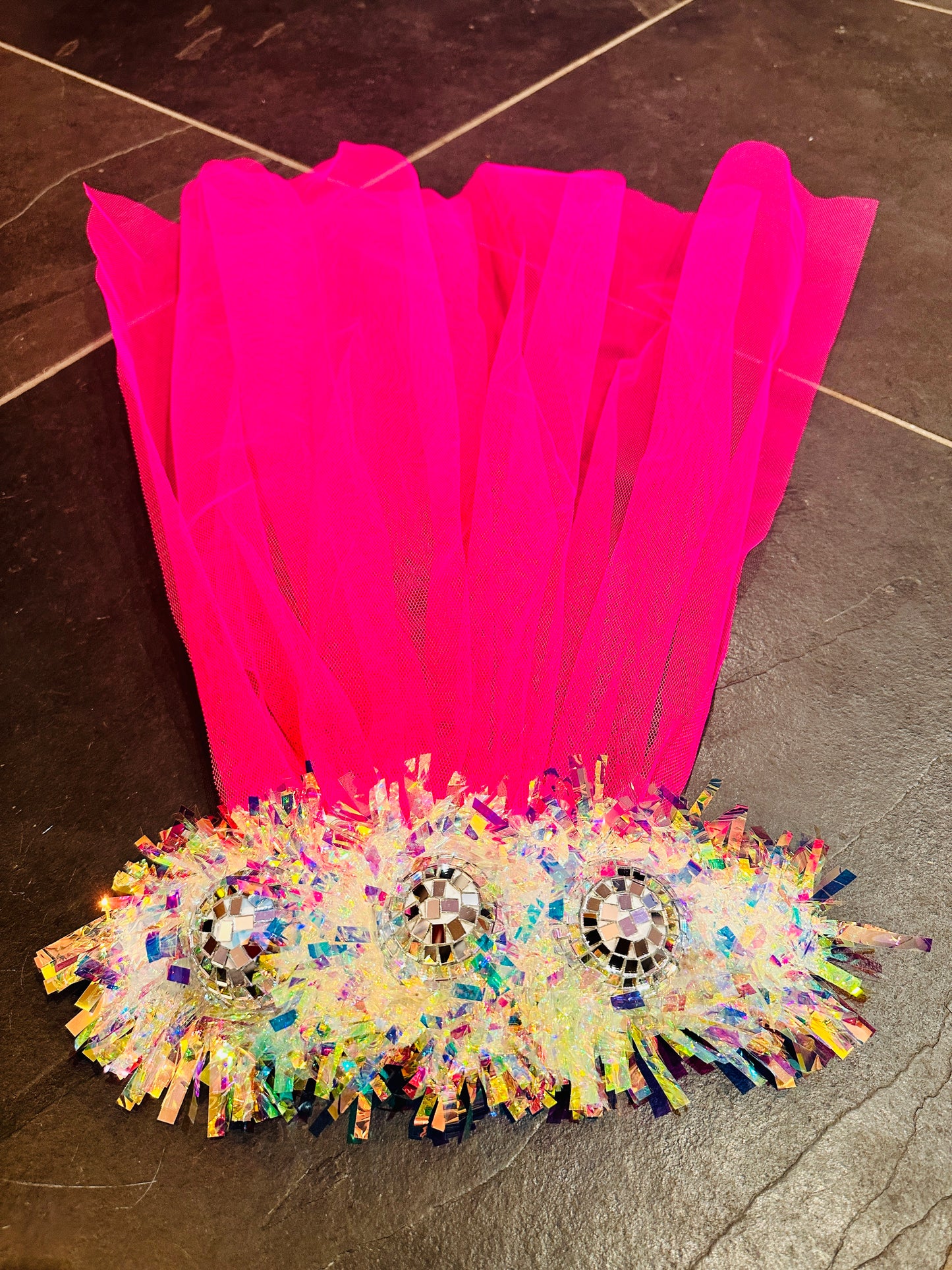 Hen do Disco Time headband! Veil, disco balls, bachelorette, party, bride, wedding, iridescent, bright, alternative, unconventional, glitter