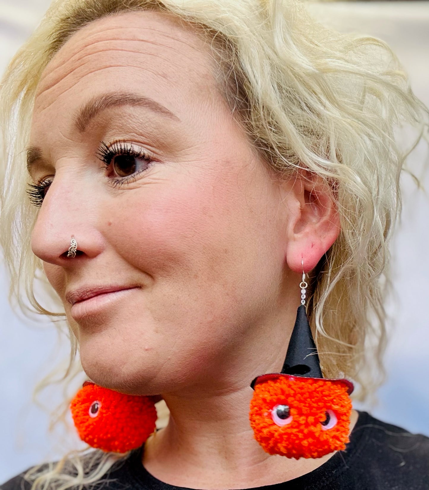 Halloween | pumpkin | witch | Pom Pom | fancy dress earrings | orange
