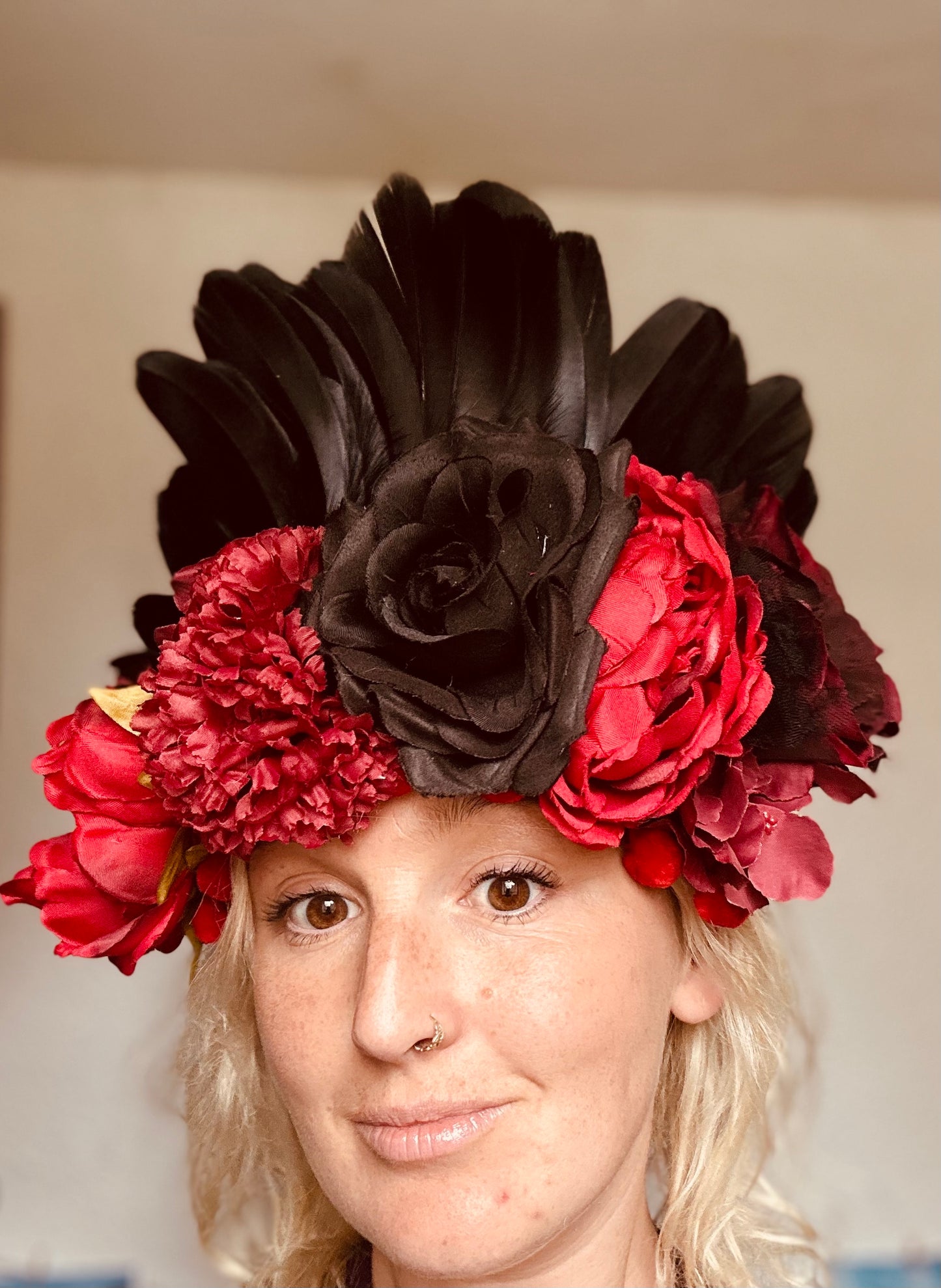 Gothic red and black flower deluxe headdress | flower crown