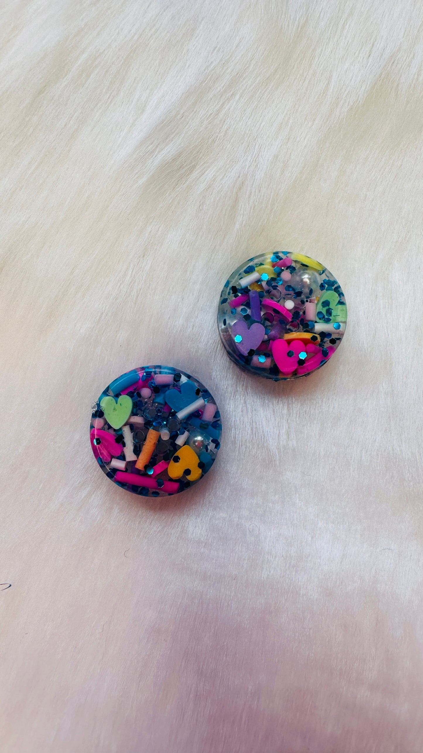 Handmade rainbow sprinkles, hearts & blue glitter resin buttons, bright, round,children’s, kids, 1cm, 2cm, 20mm, 10mm, 12mm, 15mm
