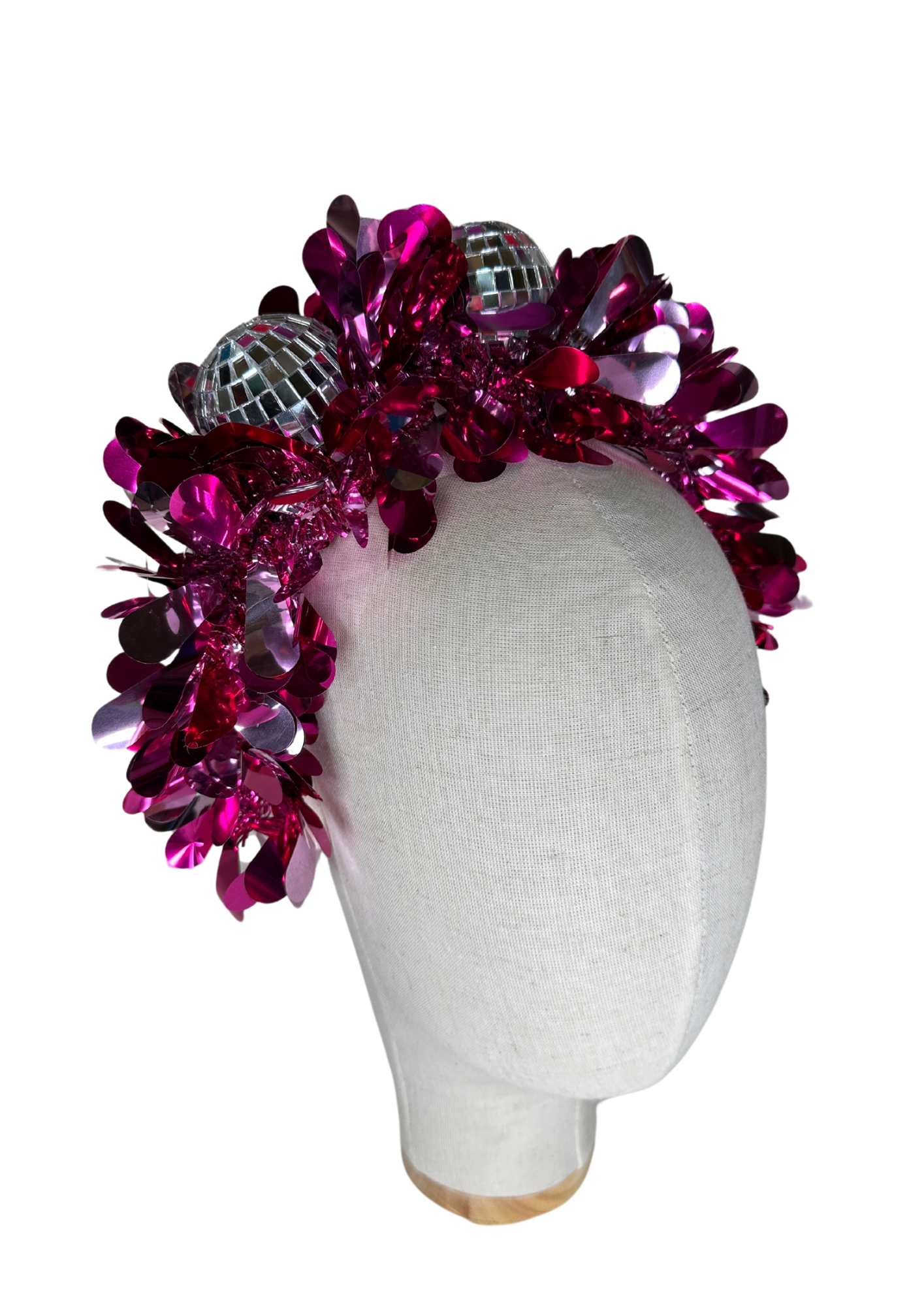 Party time pink drop disco headband! Christmas, tinsel, pink, festival