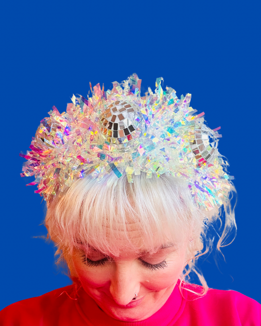 Disco Time! Handmade headband, festival, headdress, hair band, head piece, hat topper