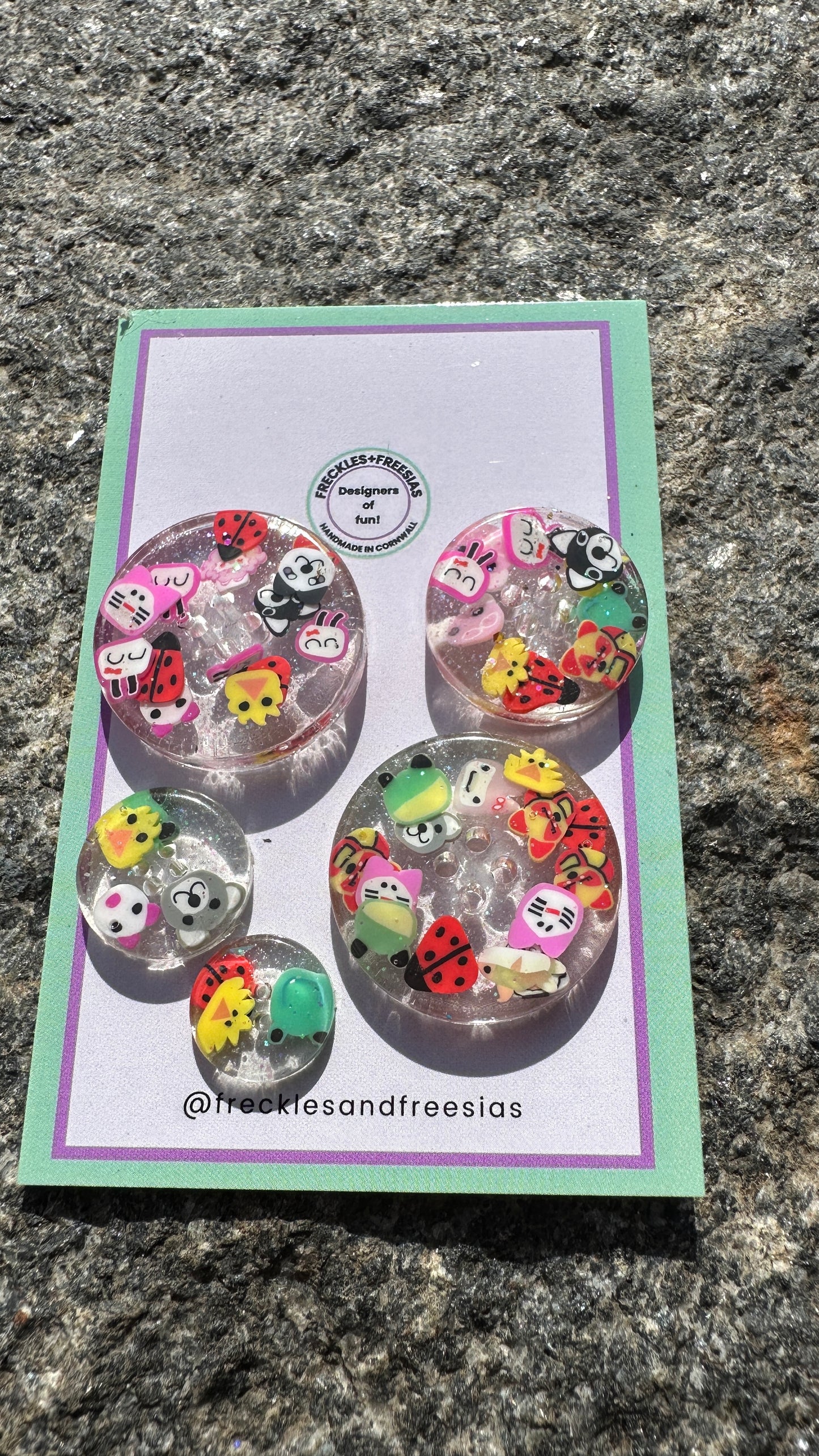 Handmade resin buttons anima glitter clear, bright, fun, round, children’s, kids, 1cm, 2cm, 20mm, 15mm, 20mm, 25mm