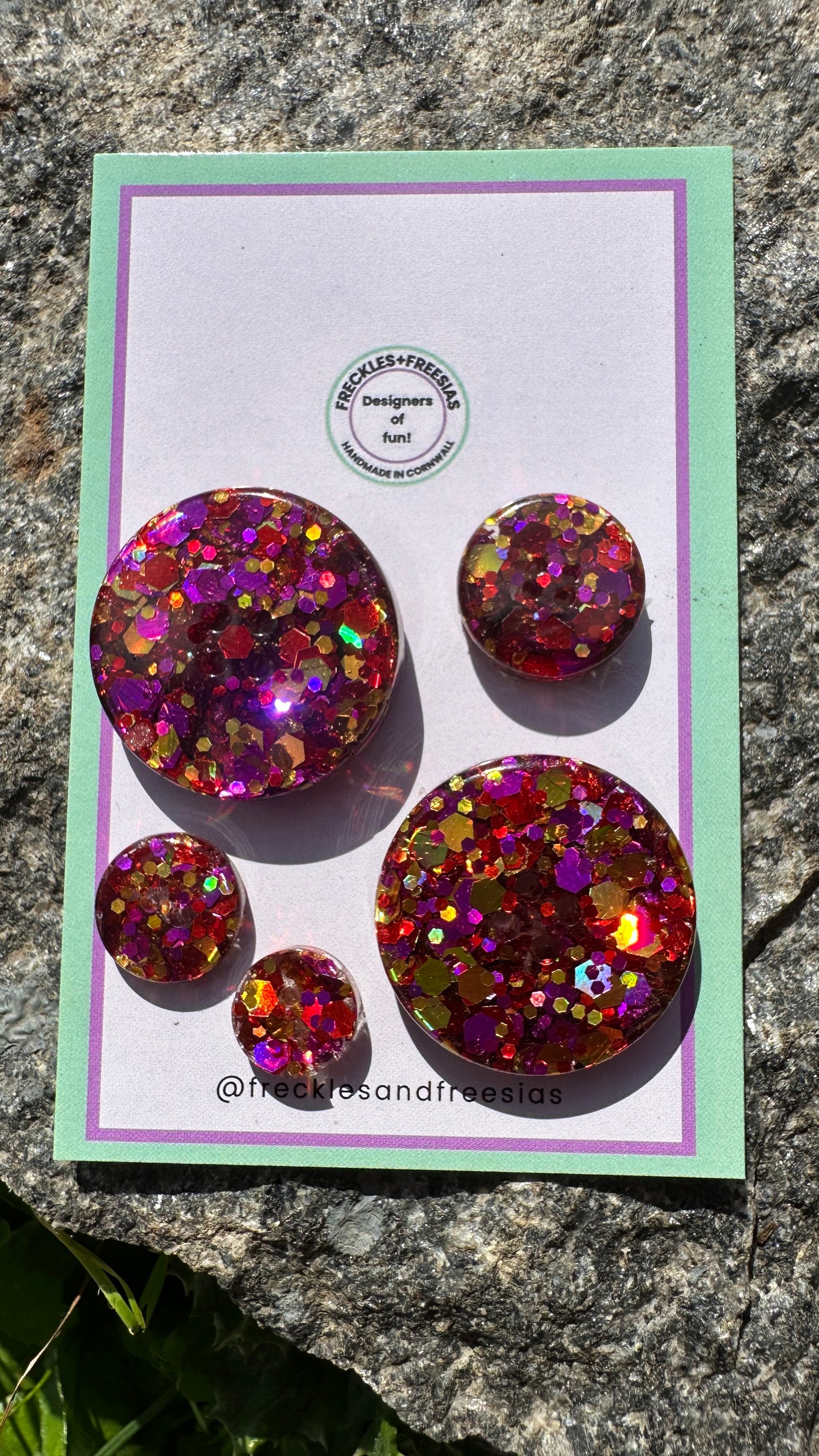 Handmade resin buttons pink & gold glitter, bright, fun, round, children’s, kids, Aran, 1cm, 1.2cm, 2cm, 2.5cm, 10mm, 12mm, 15mm, 20mm, 25mm
