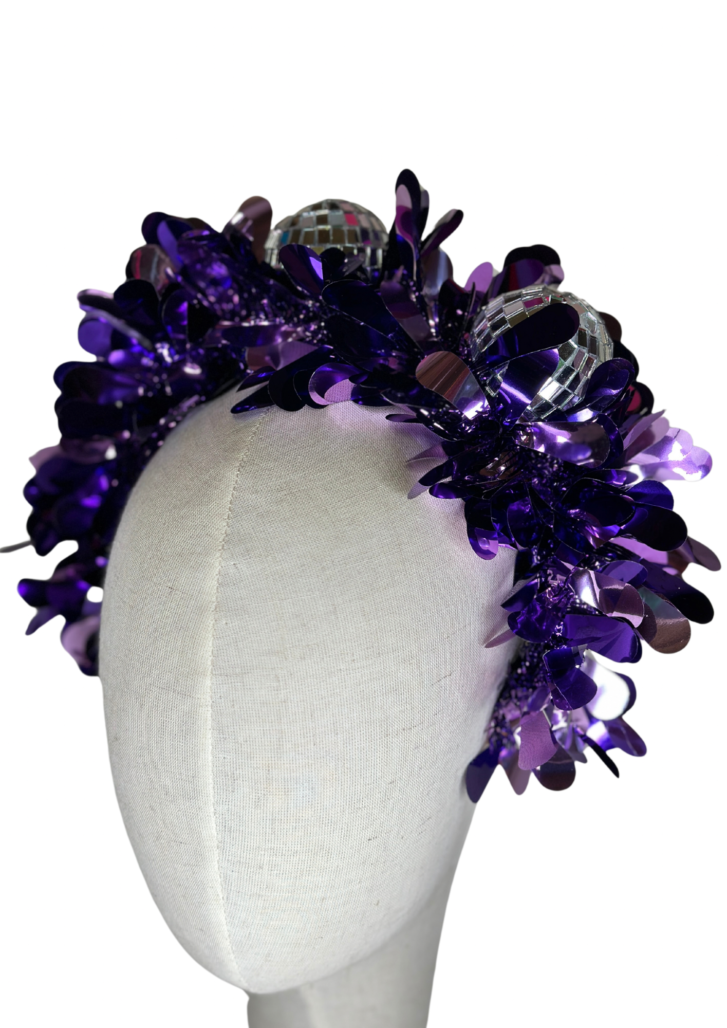 Party time purple drop disco headband! Christmas, tinsel, pink, festival