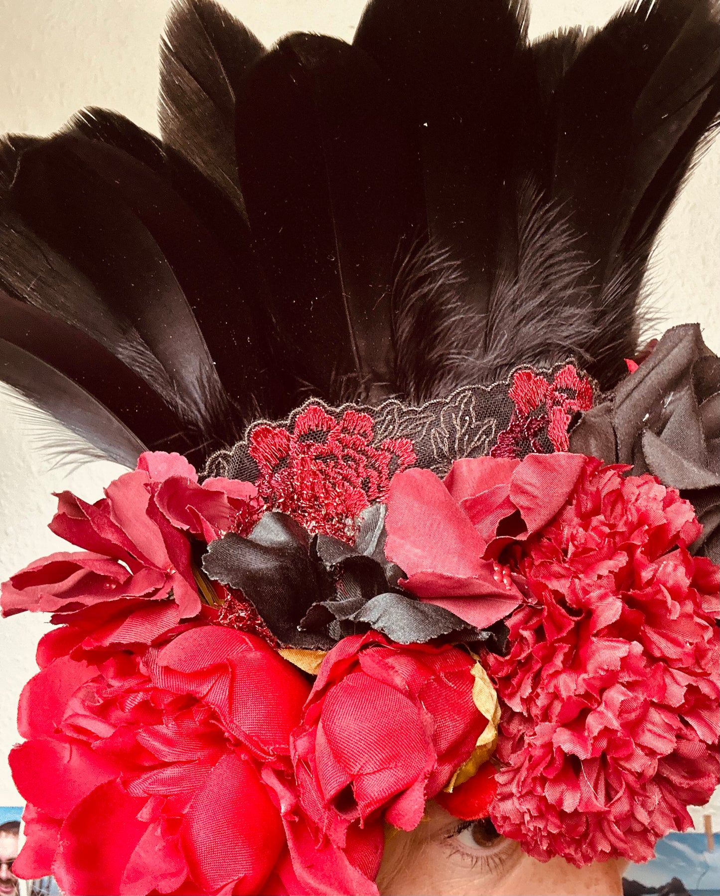 Gothic red and black flower deluxe headdress | flower crown