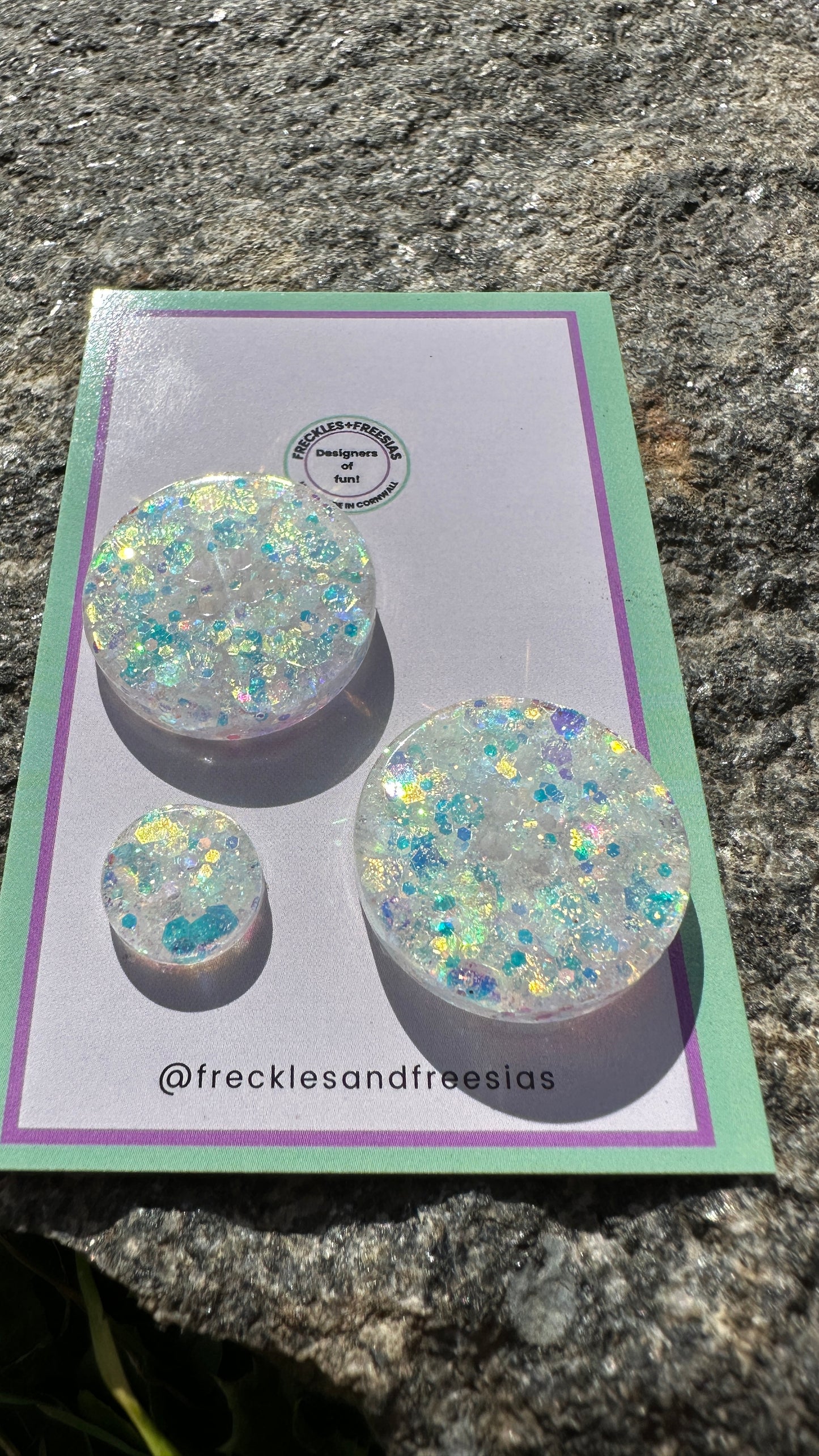 Handmade resin buttons opal white glitter, bright, fun, round, children’s, kids, Aran, 1cm, 1.2cm, 2cm, 2.5cm, 10mm, 12mm, 15mm, 20mm, 25mm