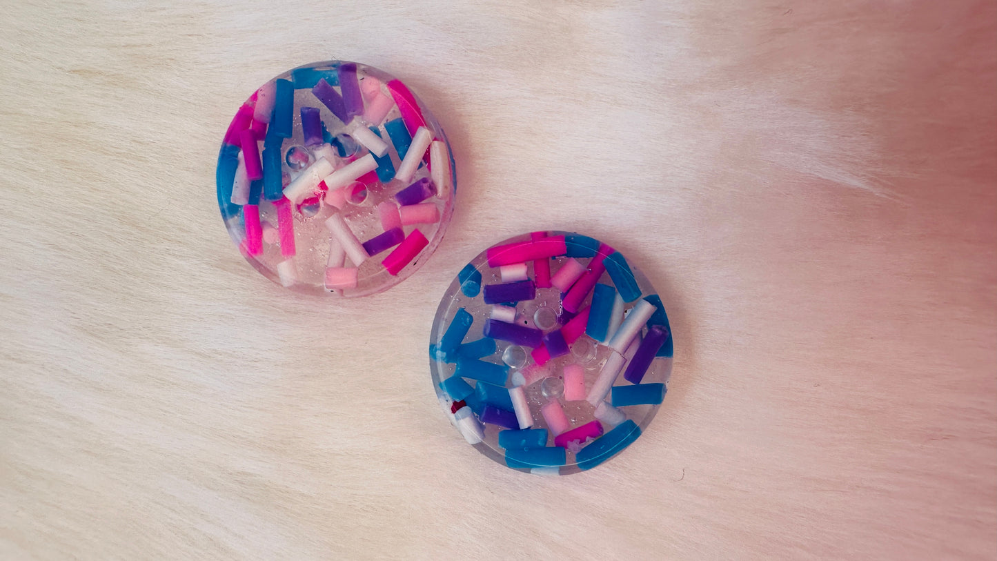 Handmade pastel sprinkles, pink, blue, purple resin buttons, bright, round, fun,children’s, kids, 1cm, 2cm, 20mm, 15mm, 20mm