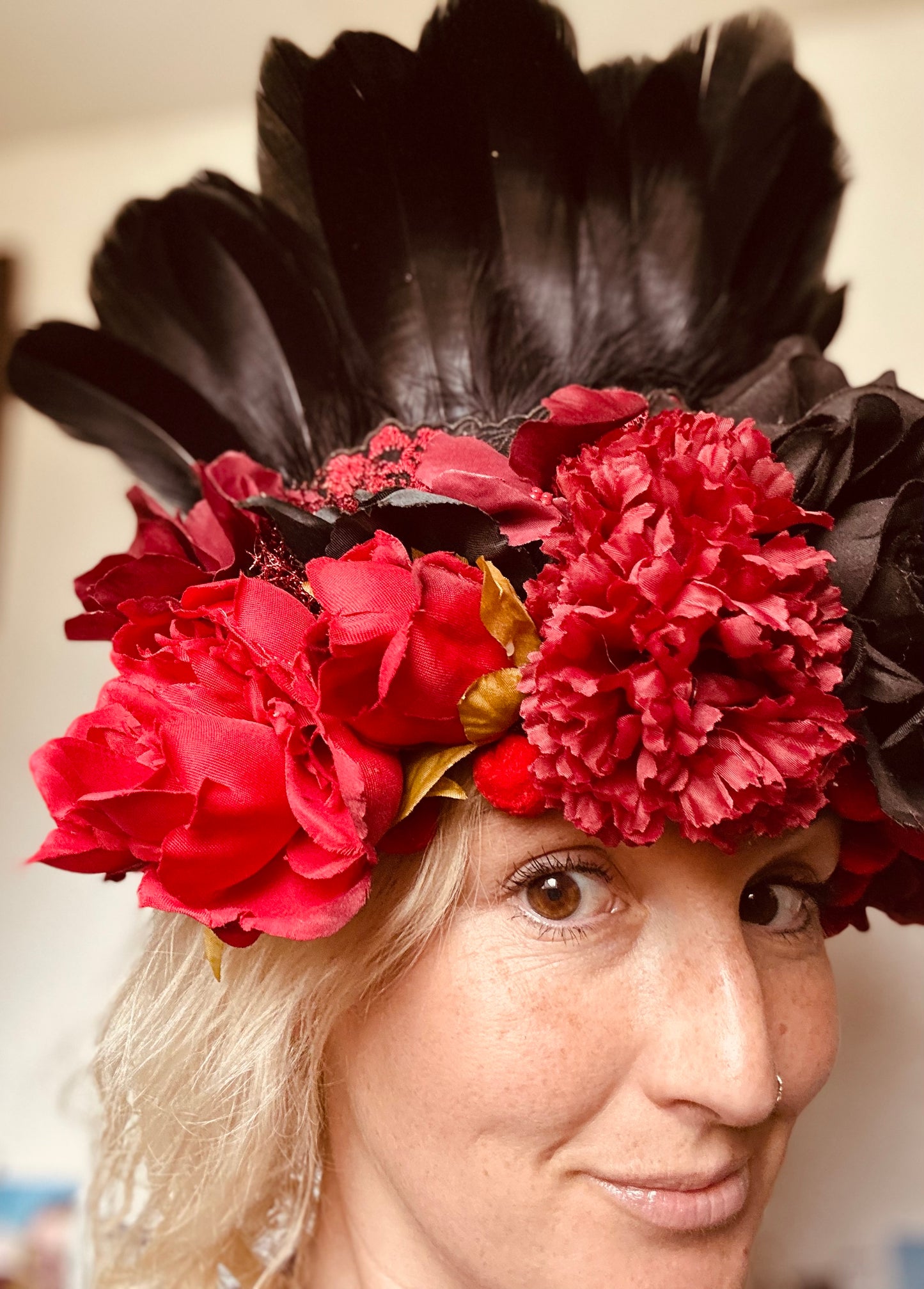 Gothic red and black flower deluxe headdress | flower crown