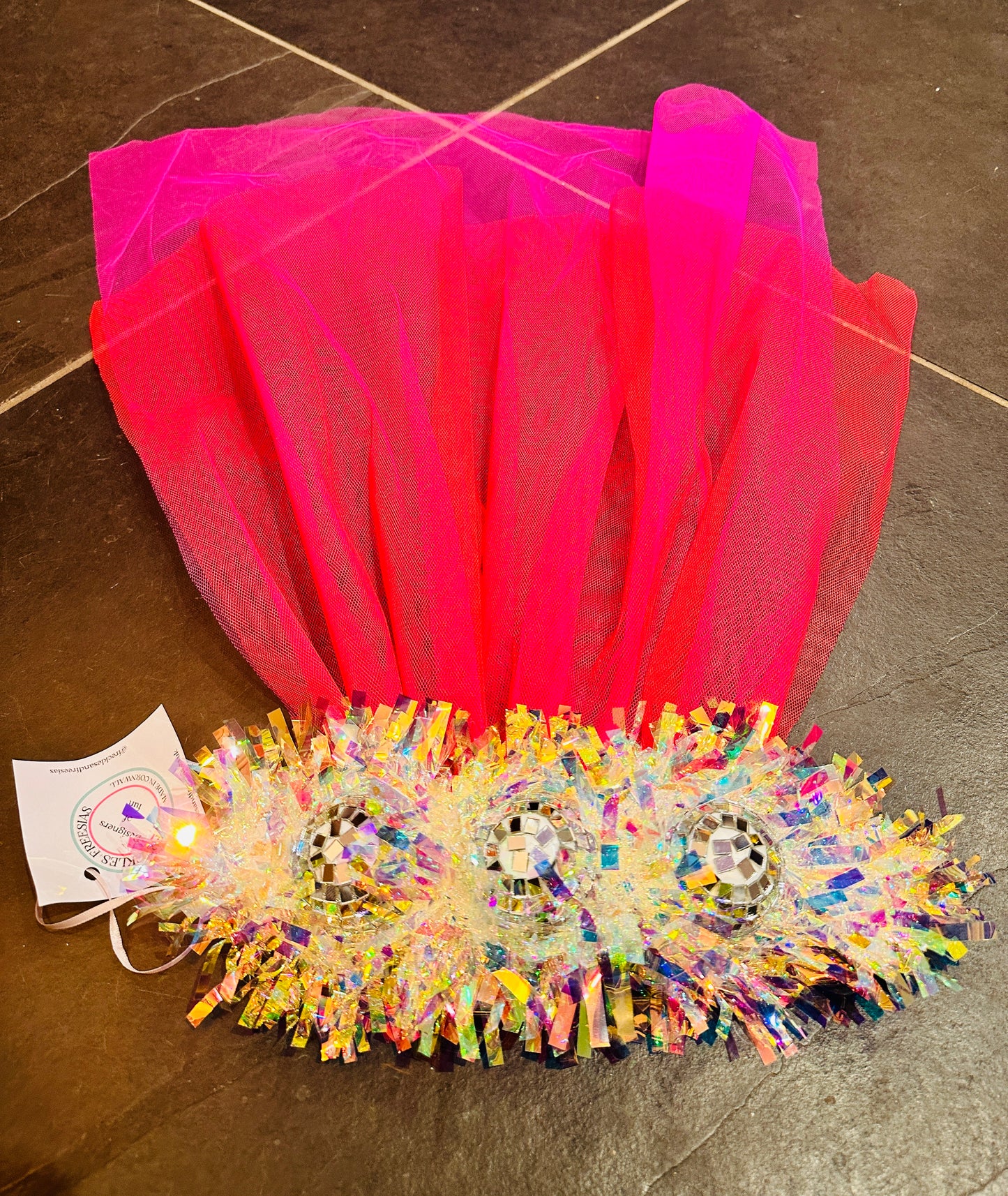 Hen do Disco Time headband! Veil, disco balls, bachelorette, party, bride, wedding, iridescent, bright, alternative, unconventional, glitter