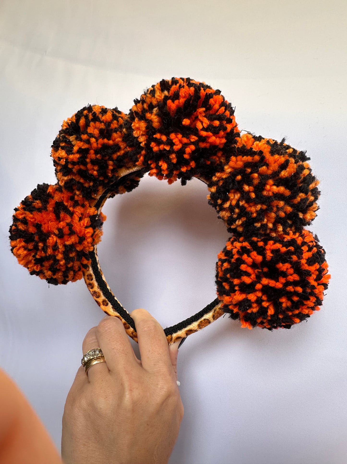 Halloween headband, orange, black pom pom, fancy dress, hair band, tiara, hat