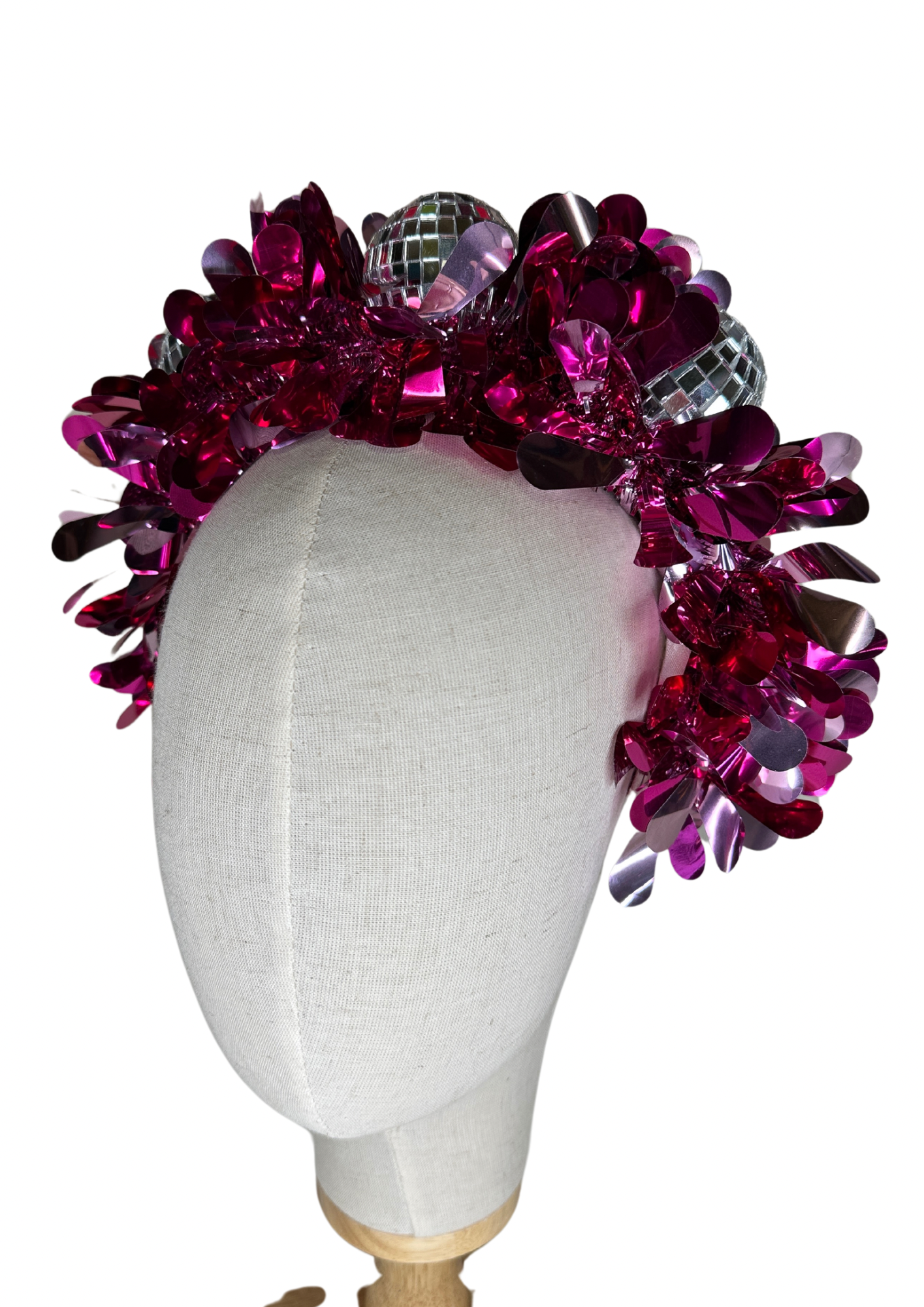 Party time pink drop disco headband! Christmas, tinsel, pink, festival