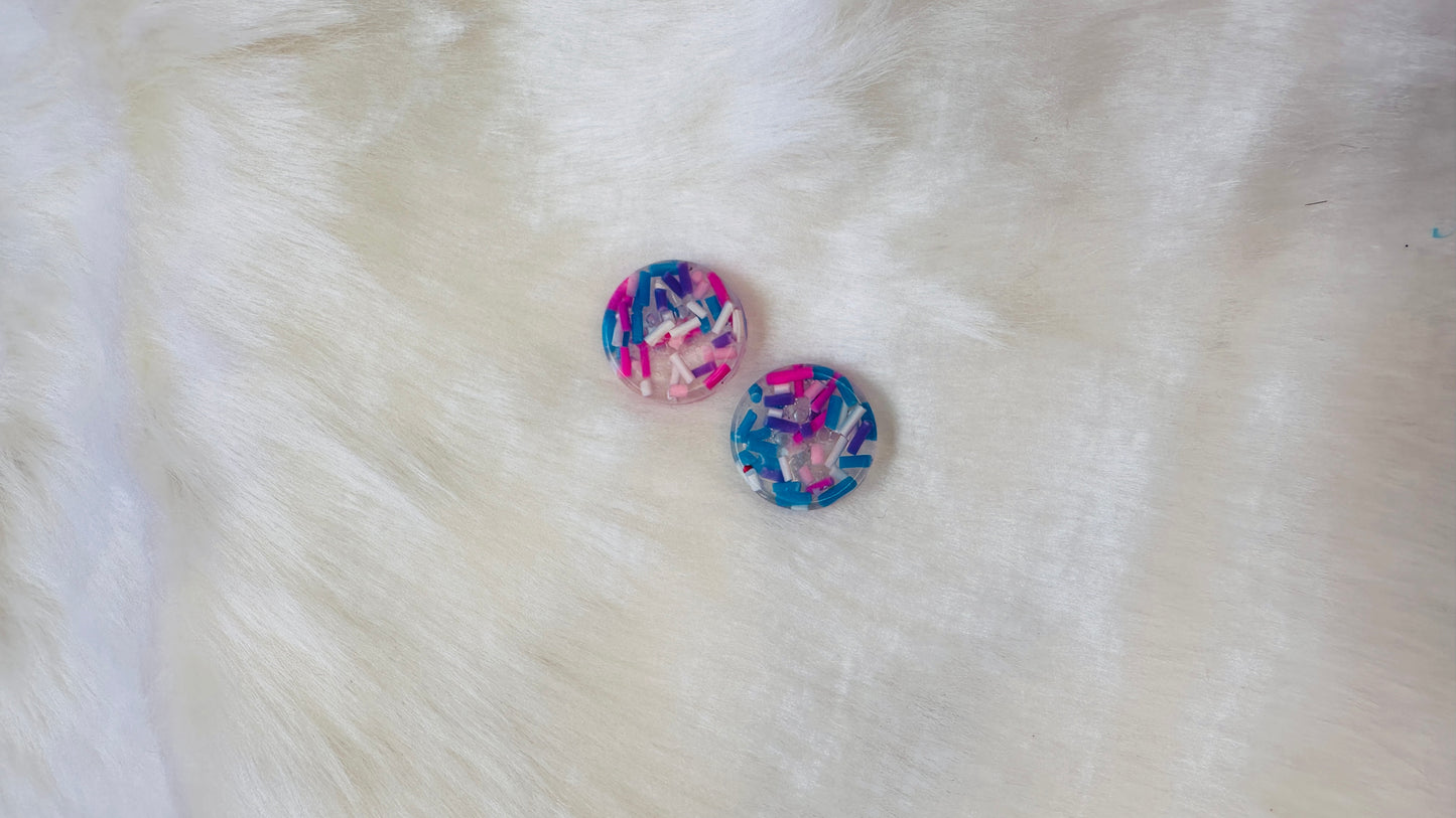 Handmade pastel sprinkles, pink, blue, purple resin buttons, bright, round, fun,children’s, kids, 1cm, 2cm, 20mm, 15mm, 20mm