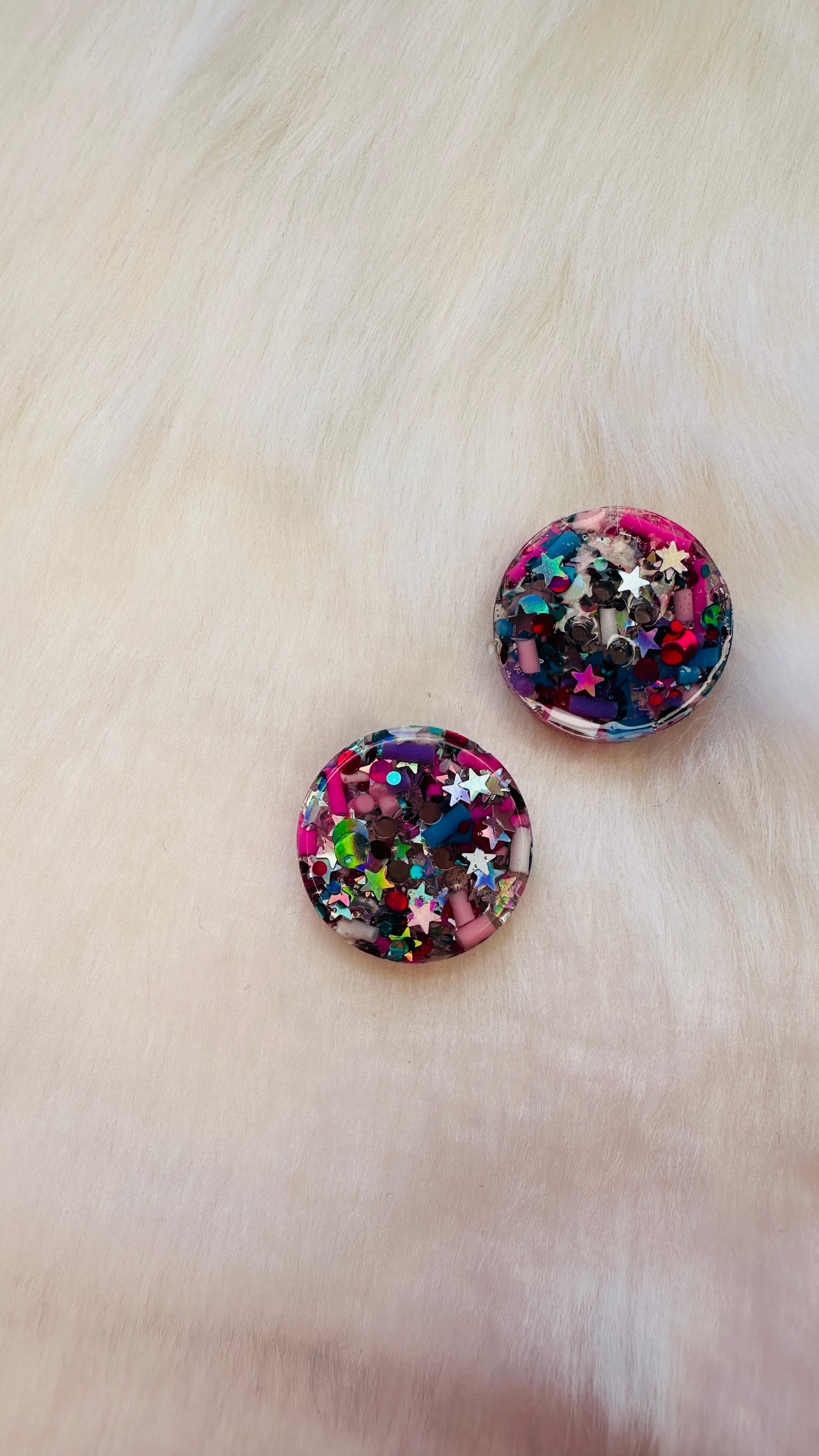 Handmade resin buttons with rainbow sprinkles and stars, bright, fun, round, children’s, kids, 1cm, 2cm, 20mm, 15mm, 20mm, 25mm