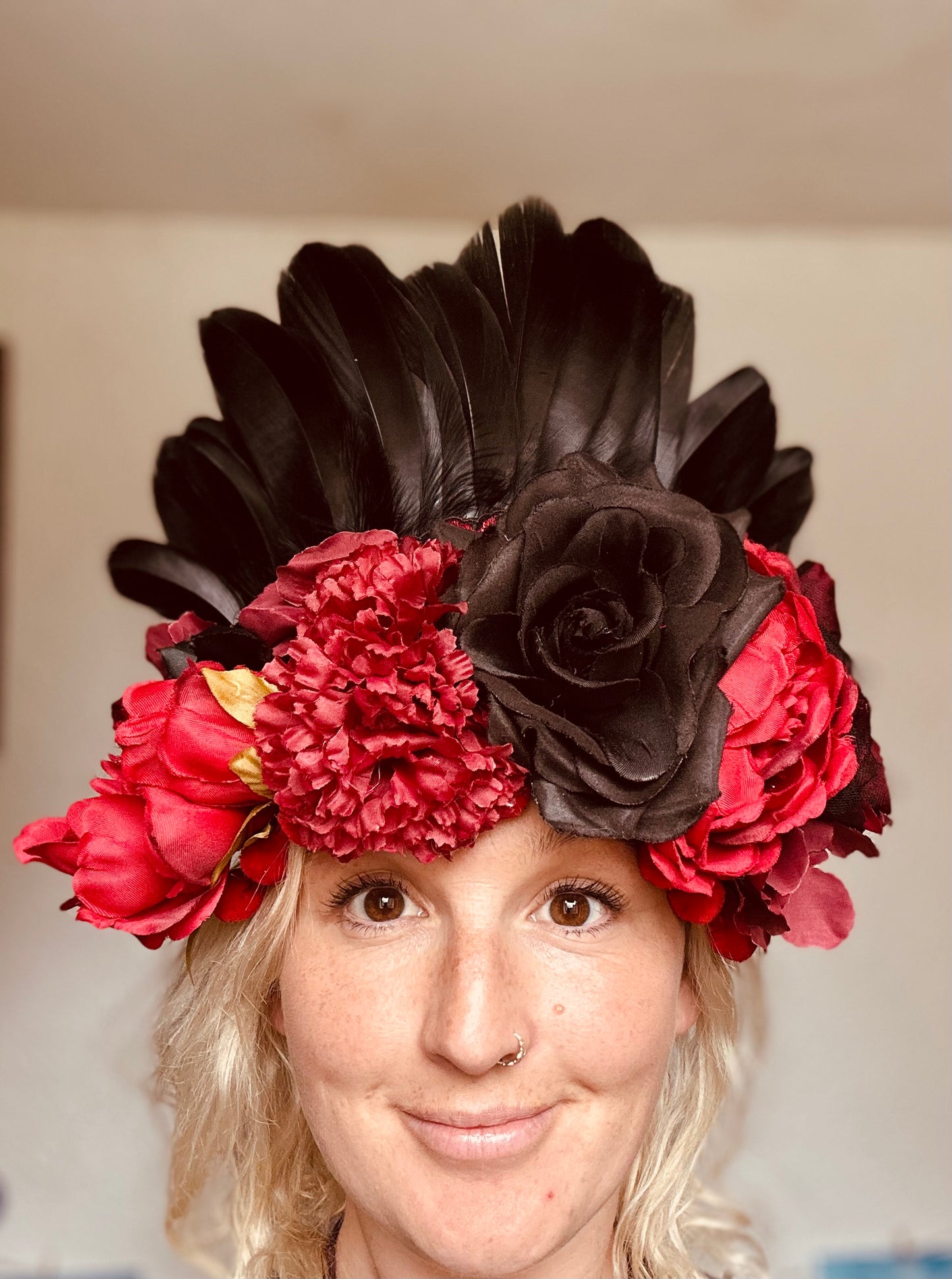 Gothic red and black flower deluxe headdress | flower crown