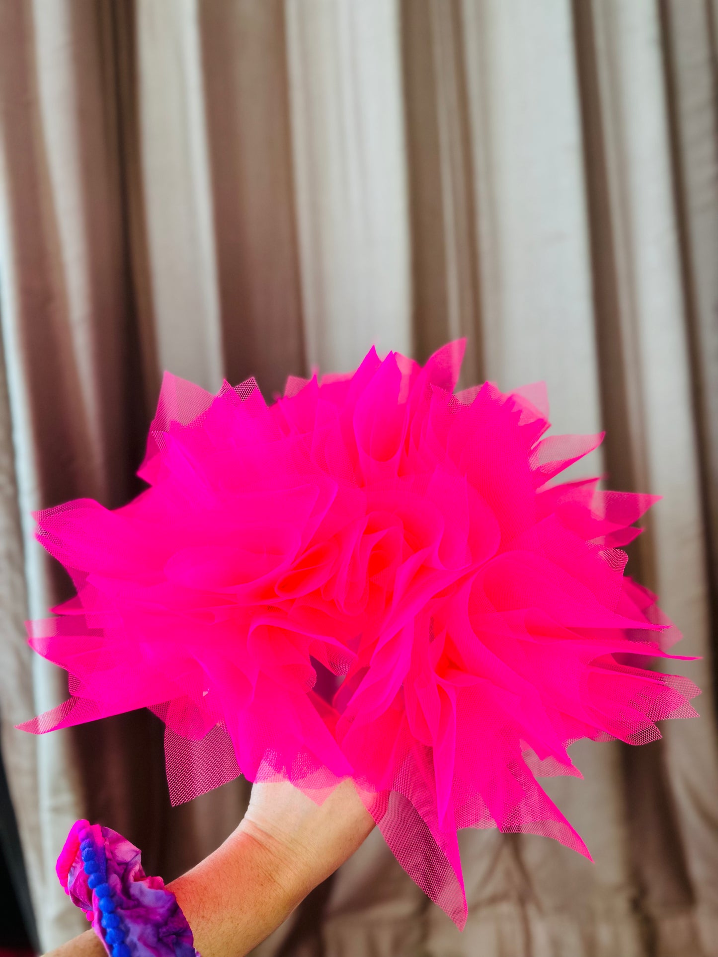 Disco ball Barbie pink net headband with iridescent sparkle!