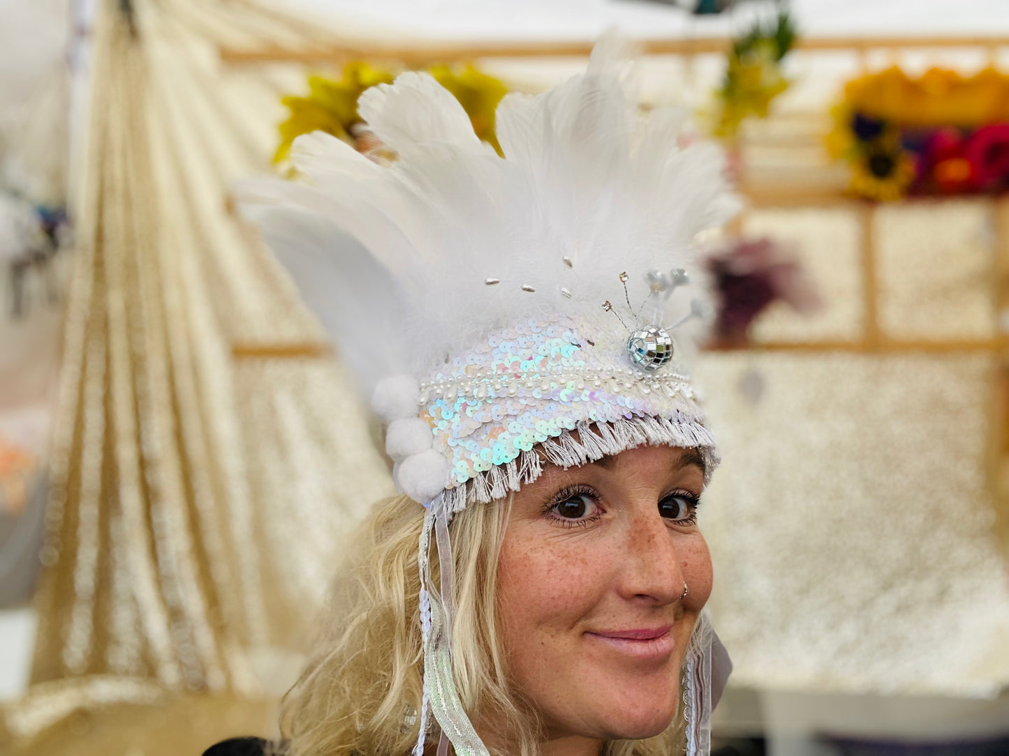 Crystal white deluxe headdress