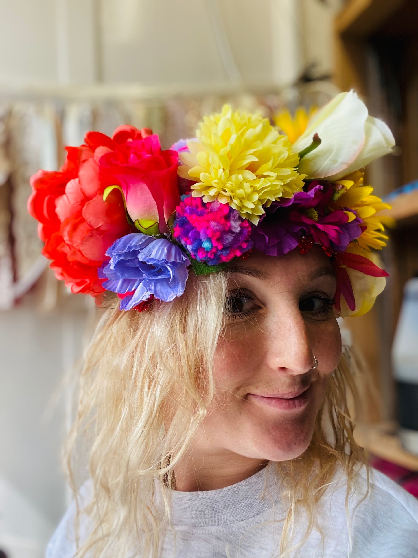 Mixed bright flowers floral crown