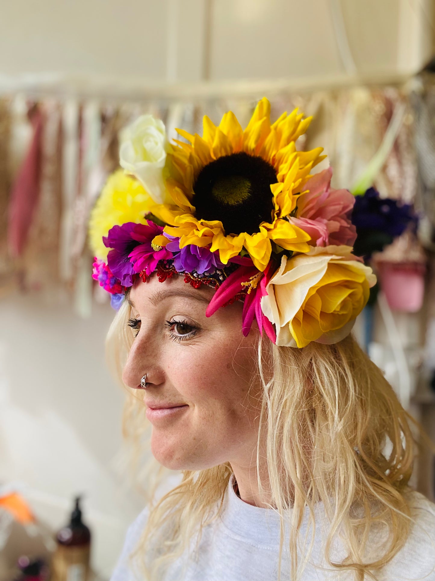Mixed bright flowers floral crown