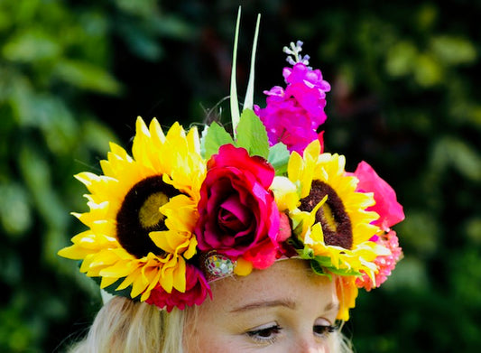 Mixed bright flowers floral crown
