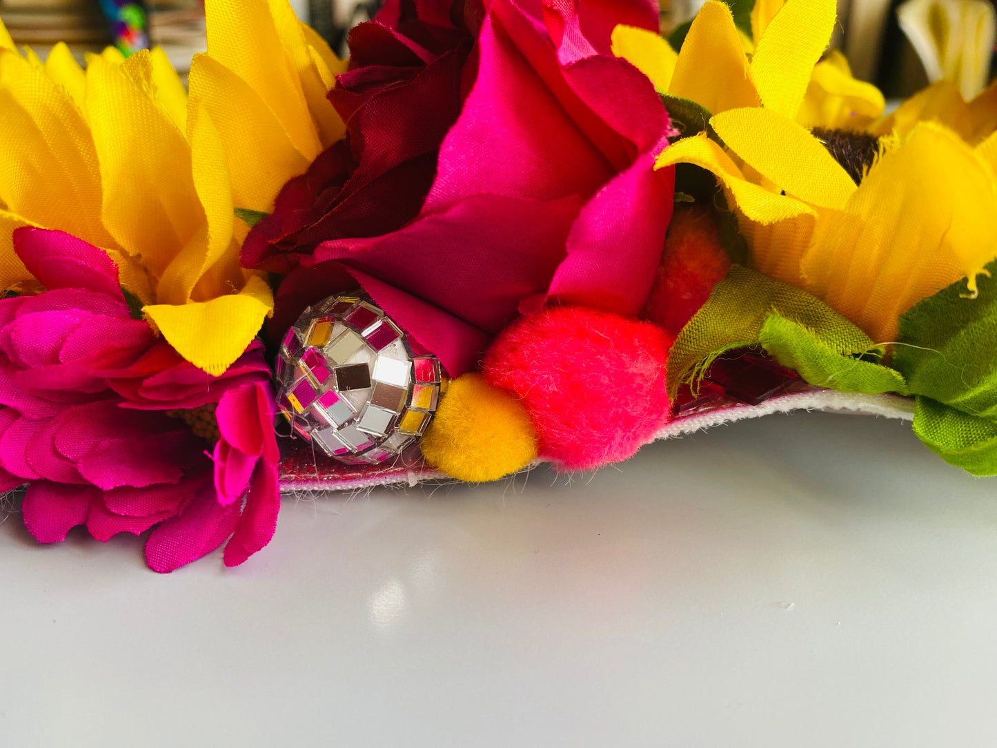 Mixed bright flowers floral crown