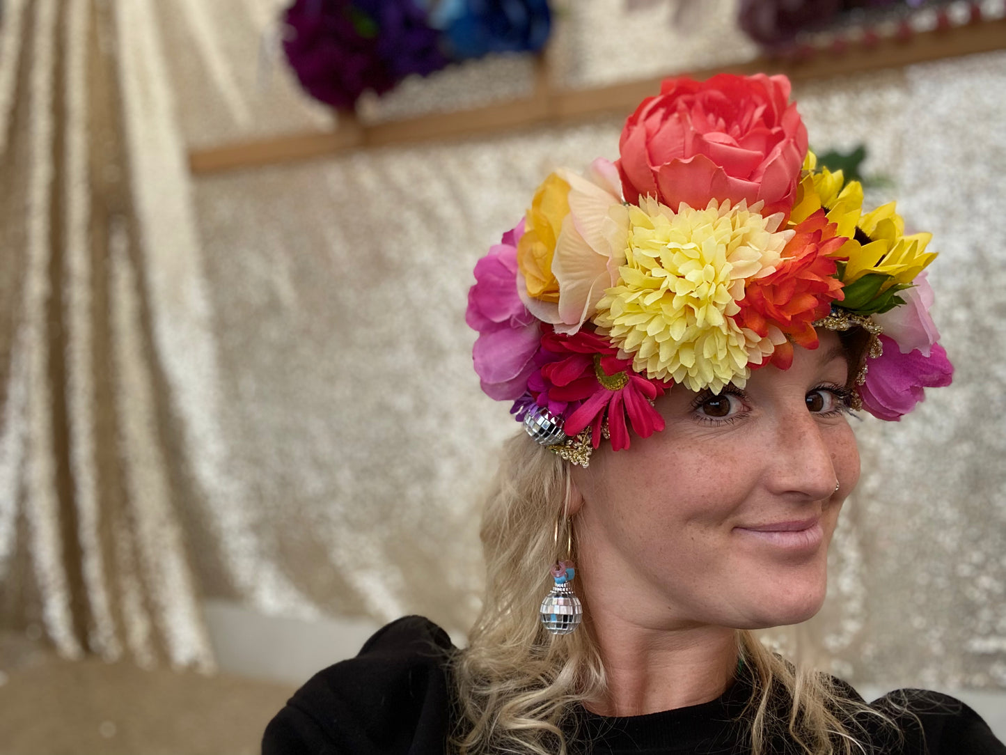 Mixed bright flowers floral crown