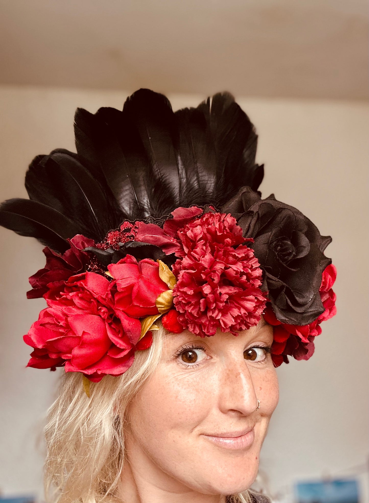 Gothic red and black flower deluxe headdress | flower crown