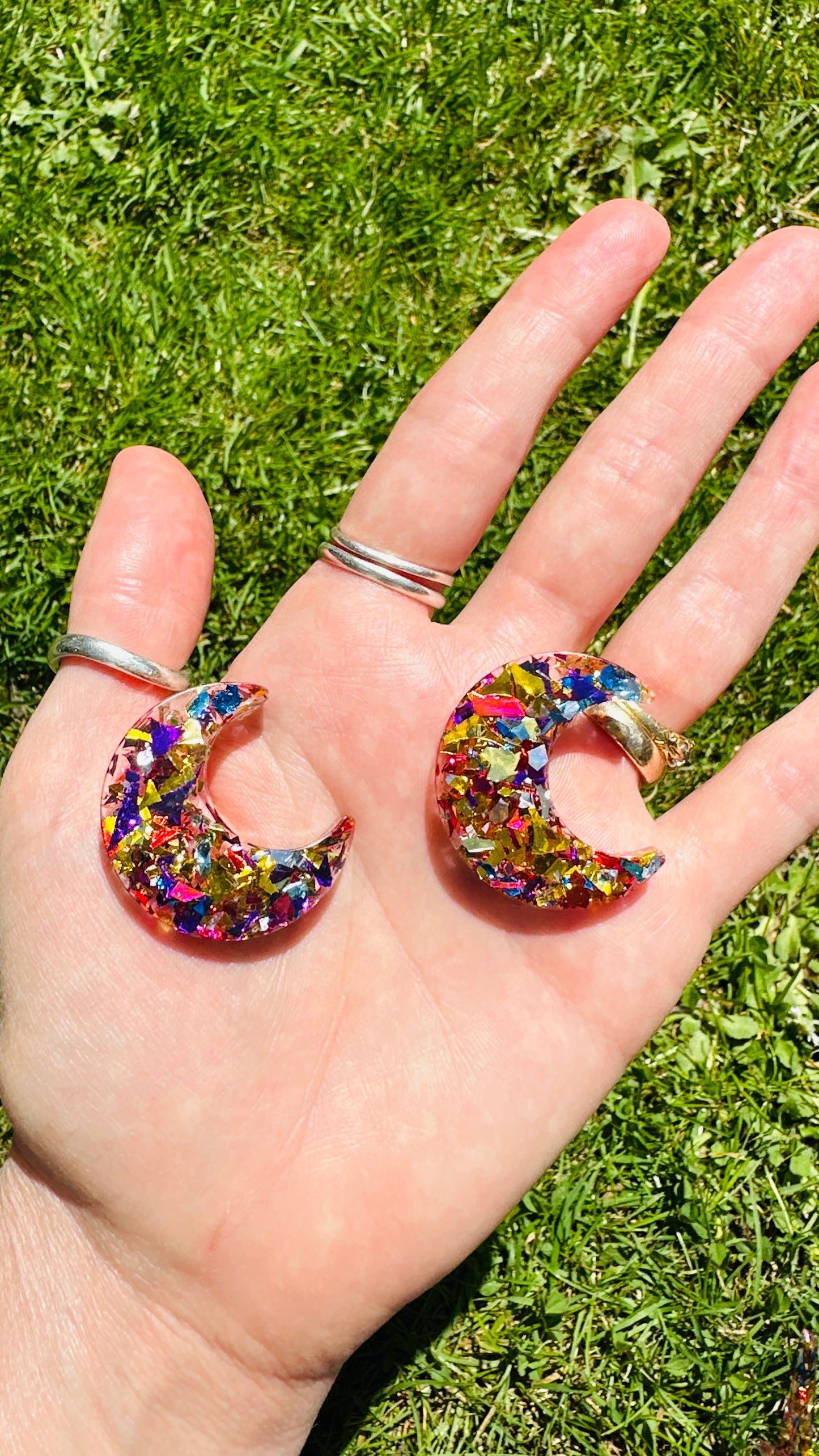 Sparkly moon mixed glitter earrings