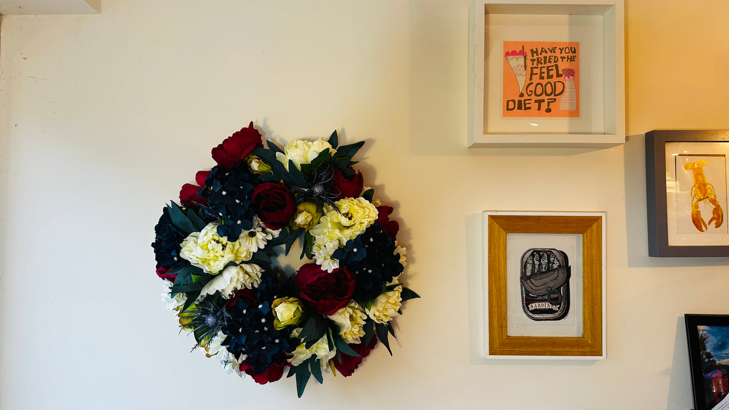 Peony punch handmade floral wreath