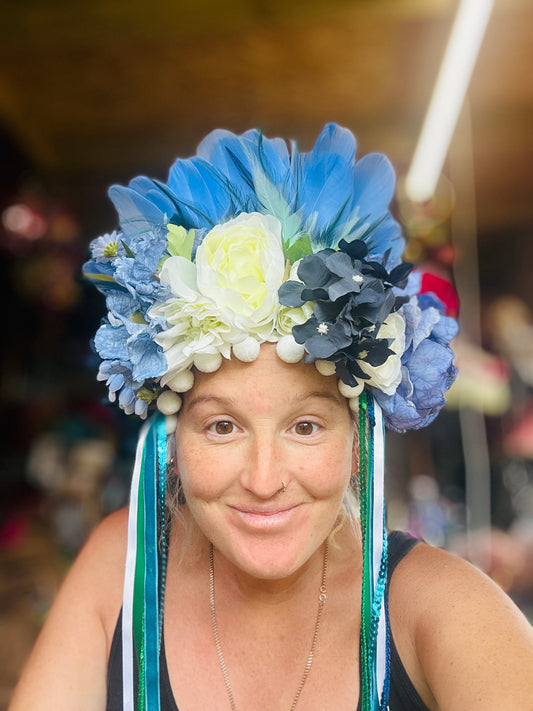 Jay’s custom flower & feather deluxe headdress