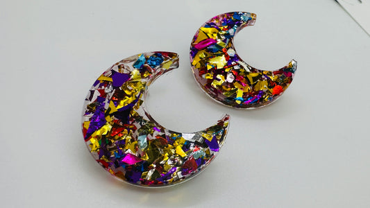 Sparkly moon mixed glitter earrings