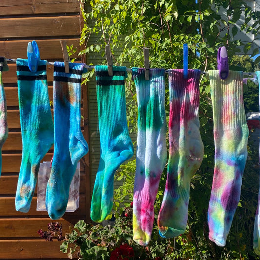 Hand tie dyed socks