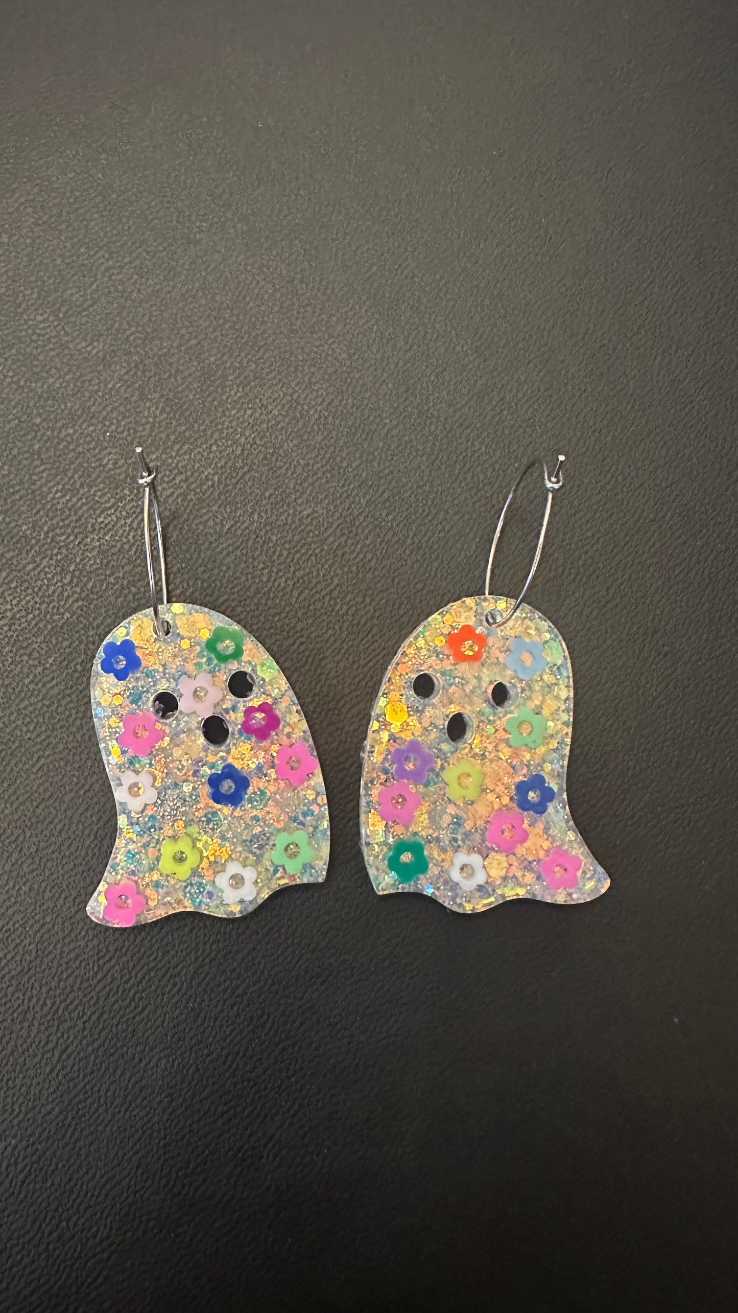 Handmade flower ghost earrings