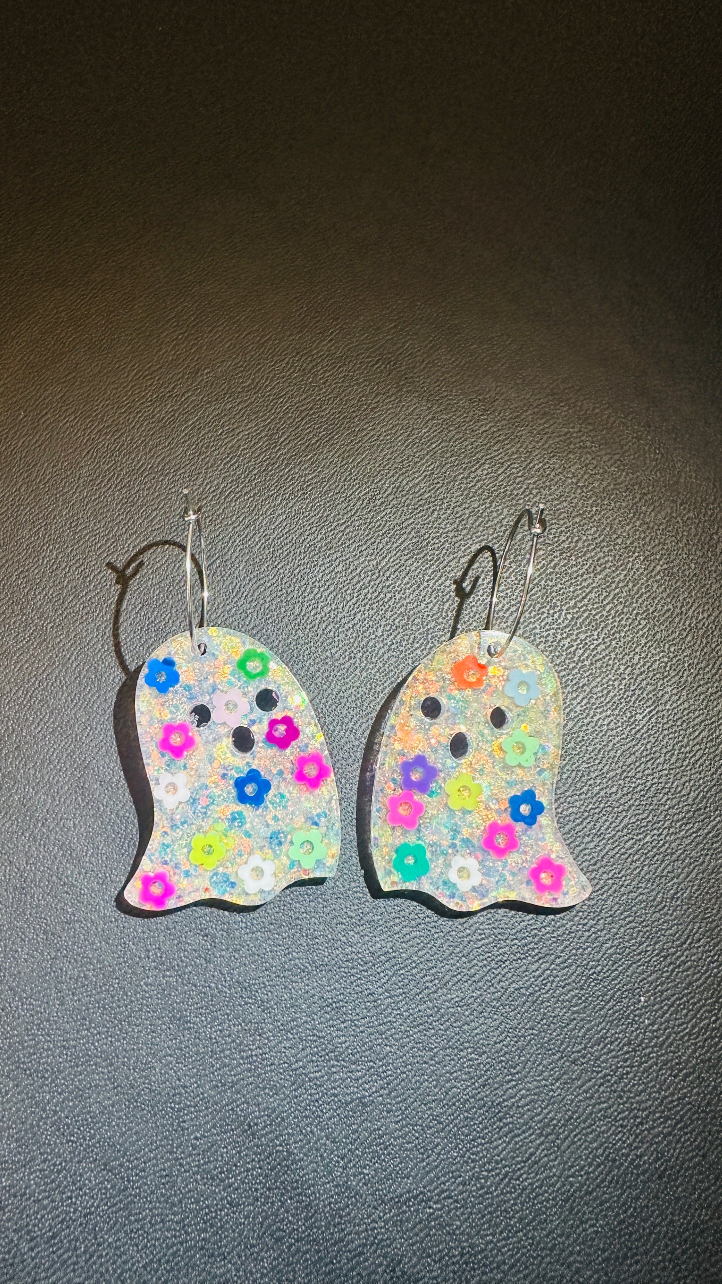 Handmade flower ghost earrings