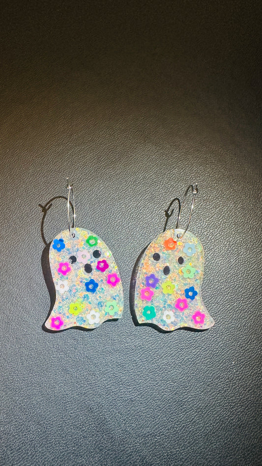 Handmade flower ghost earrings