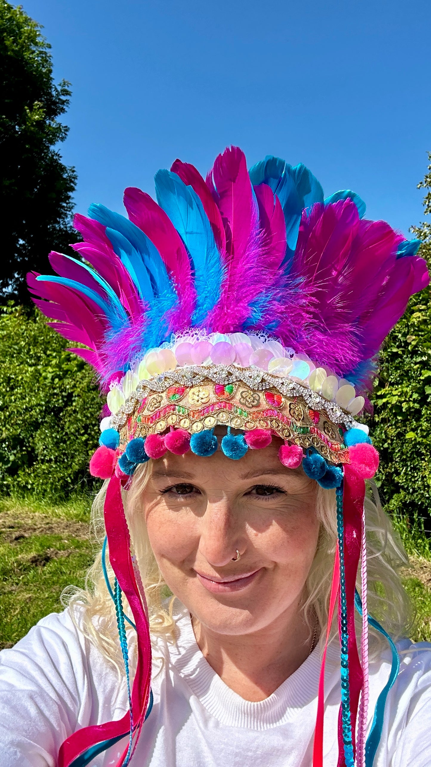 Pink & blue sparkly deluxe headdress
