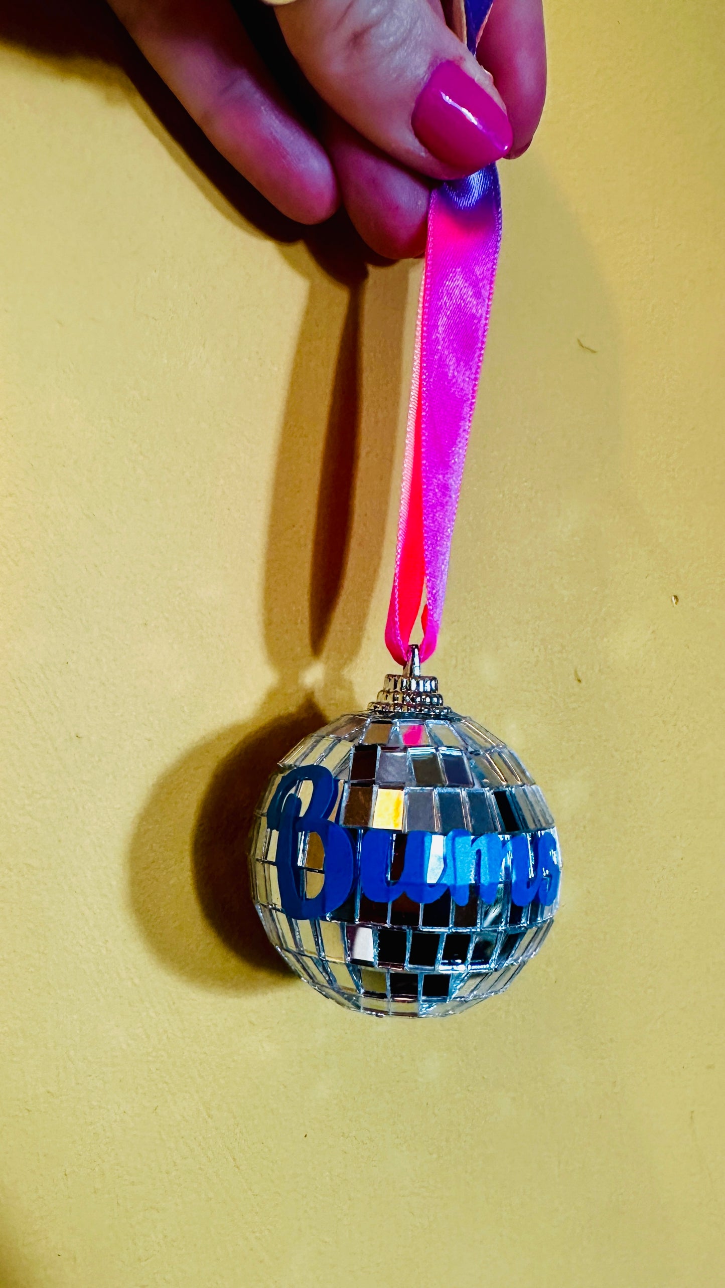 Sweary disco ball bauble, Christmas, decoration, kitsch, neon, handmade, personalised, custom, adult, mature, swear, handmade