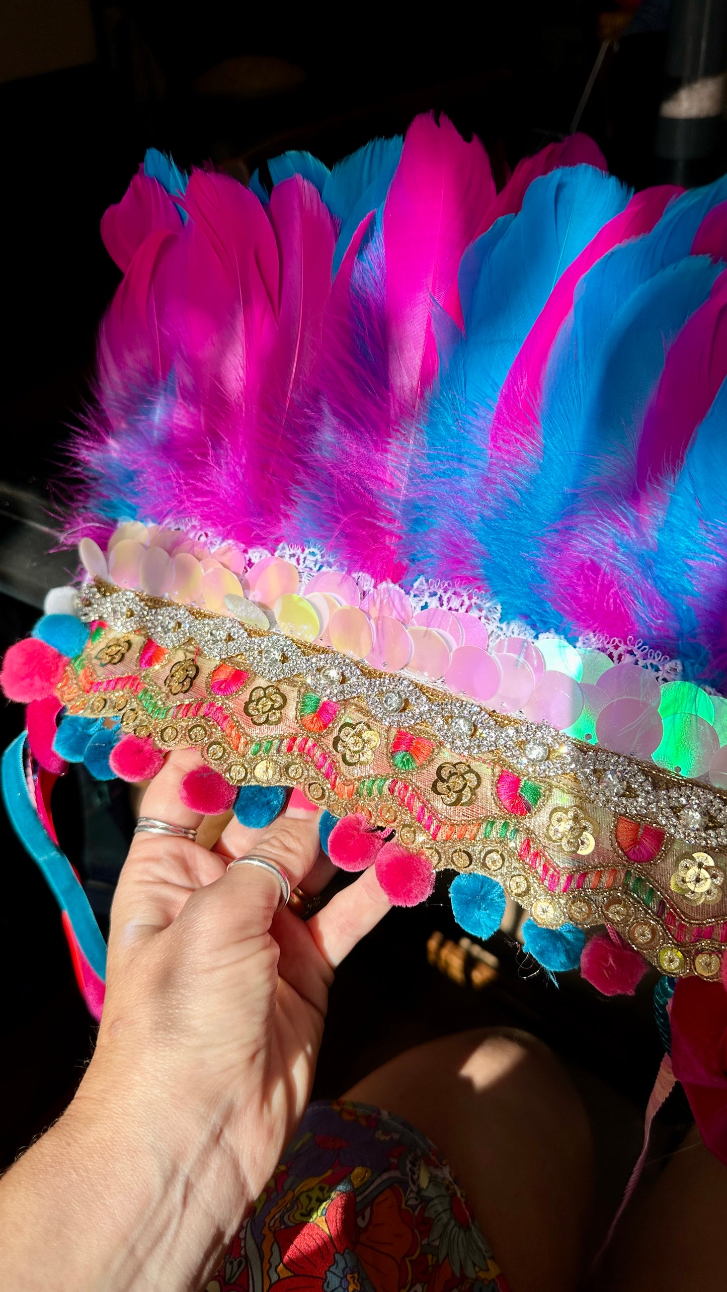 Pink & blue sparkly deluxe headdress