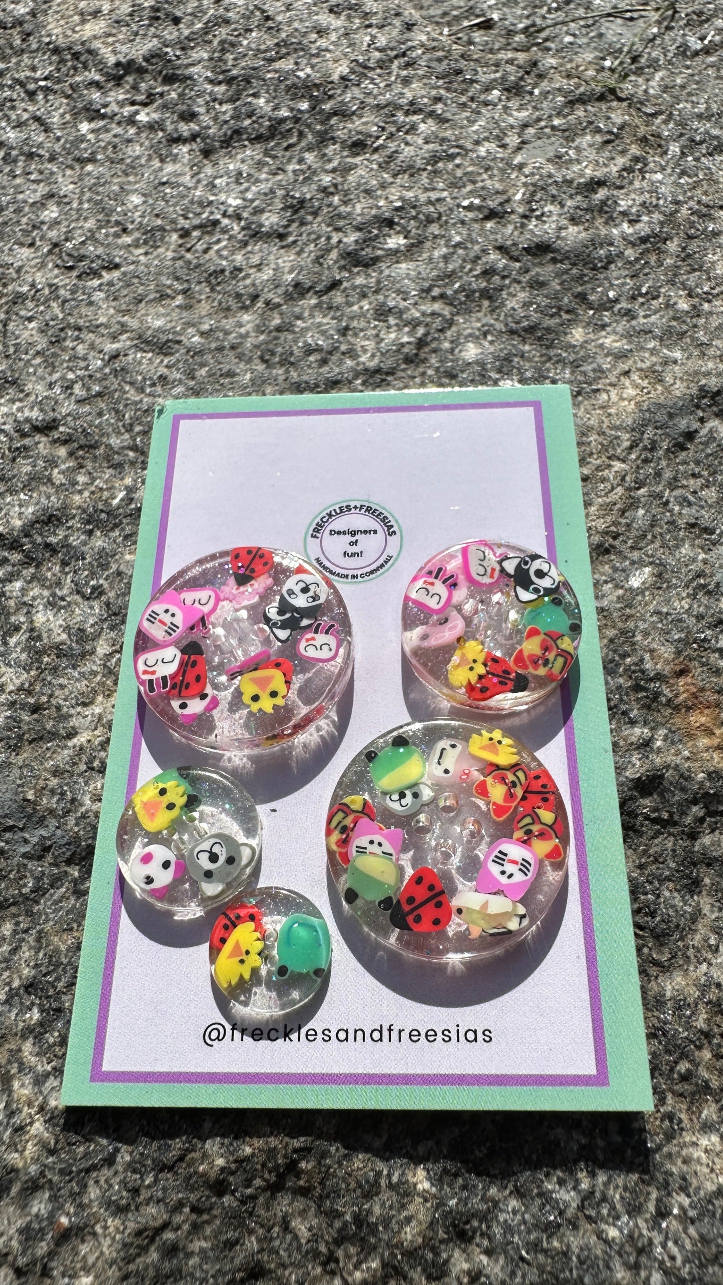 Handmade resin buttons anima glitter clear, bright, fun, round, children’s, kids, 1cm, 2cm, 20mm, 15mm, 20mm, 25mm