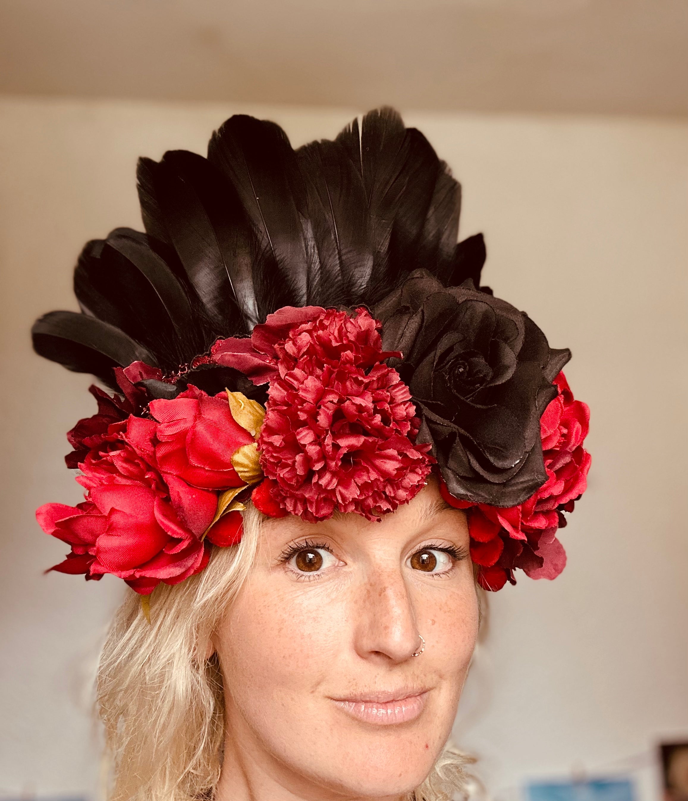 Gothic red and black flower deluxe headdress flower crown