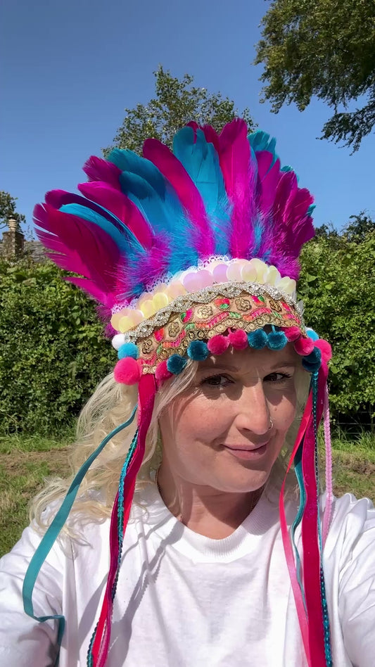 Pink & blue sparkly deluxe headdress