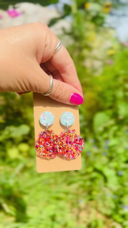 Sparkly glitter shell earrings
