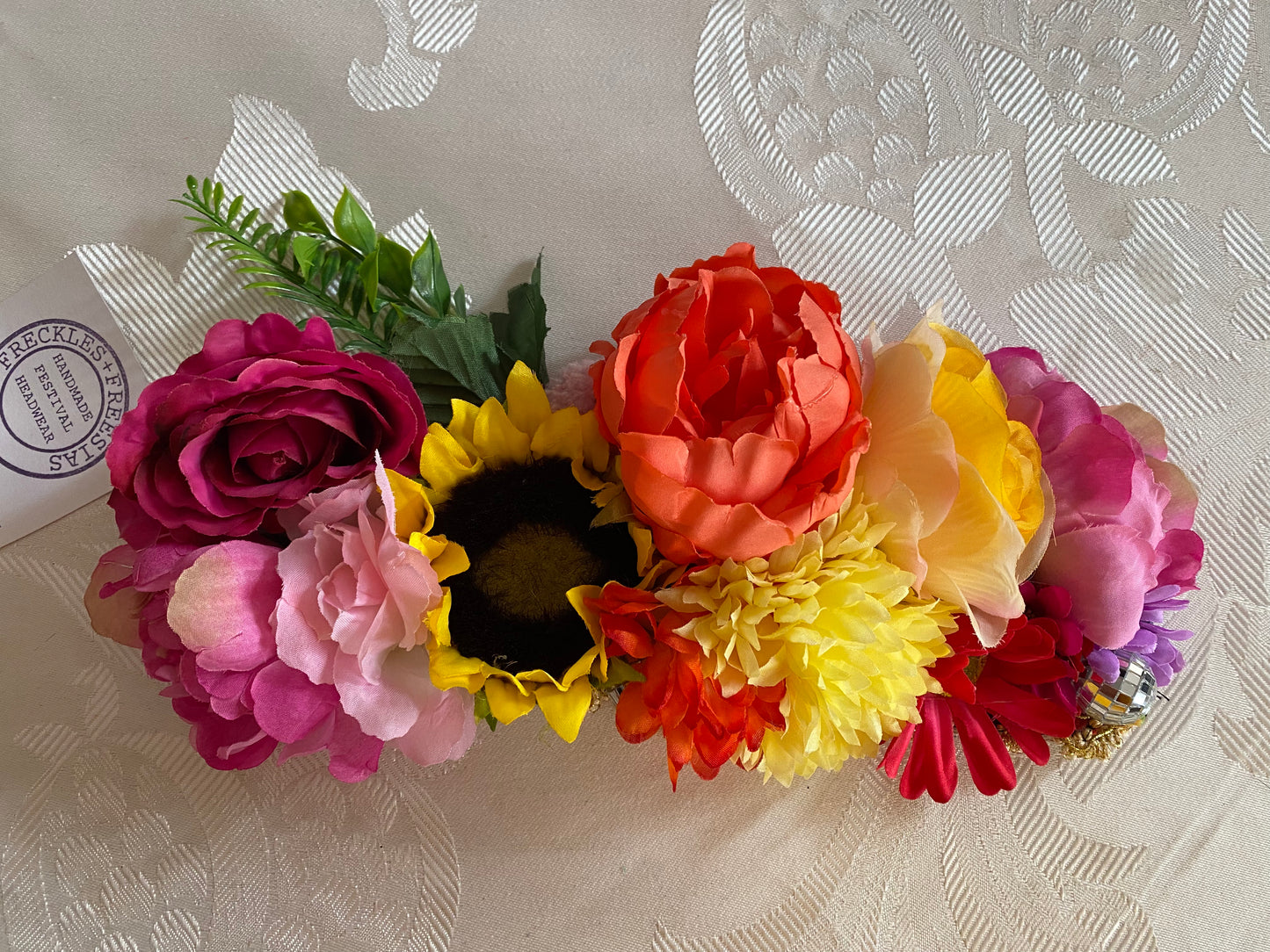 Mixed bright flowers floral crown