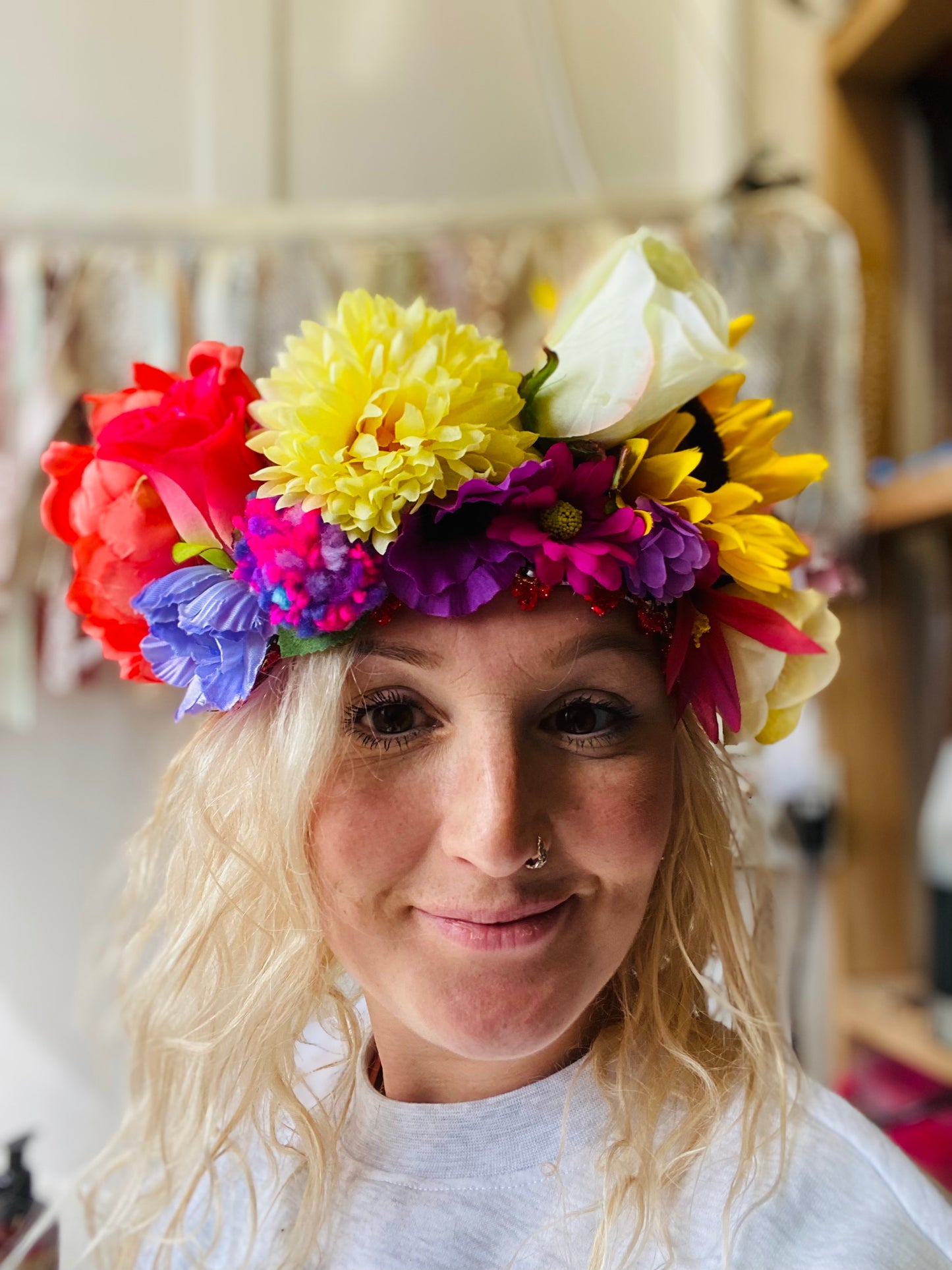 Mixed bright flowers floral crown